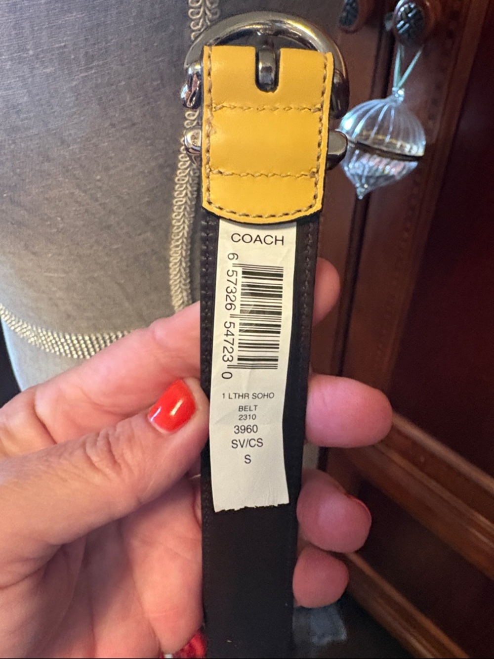 Vintage Coach 3960 Yellow Leather Waist Belt with Silver-Tone Buckle - Picture 2 of 5